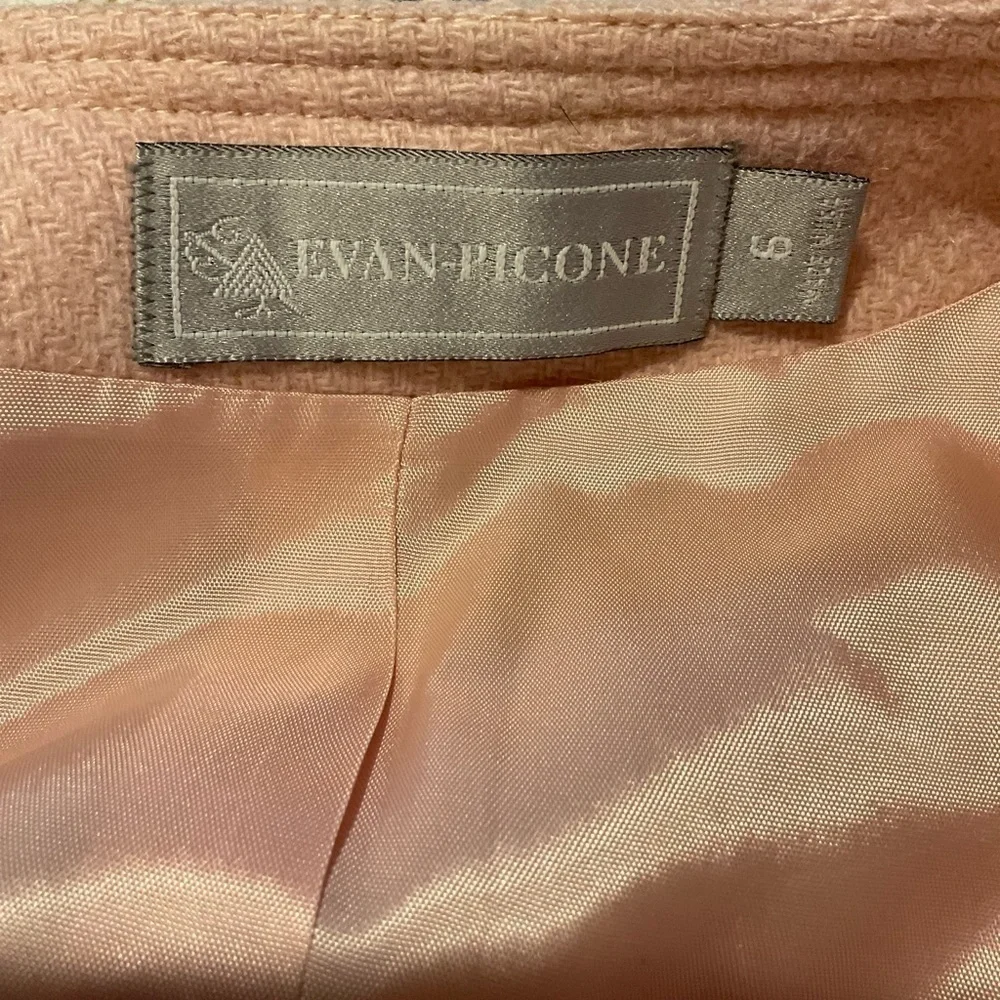 Evan Picone Pale Pink Collarless Wool Blend Blazer - Picture 7 of 11